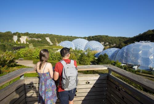 Young couple on Eden Project viewing platform